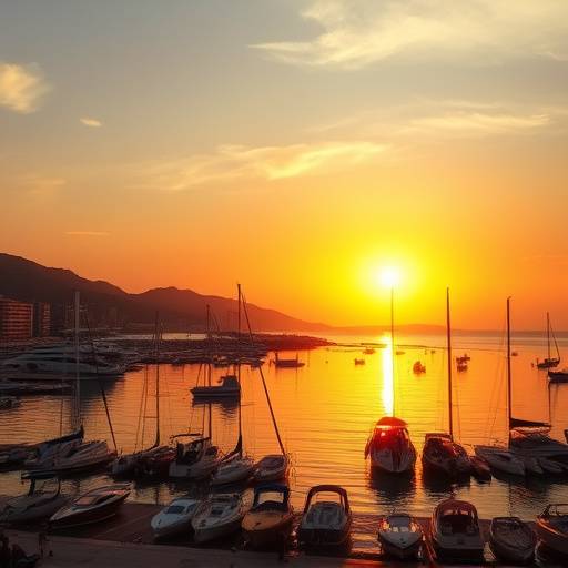 Imagen del puerto de Alicante al atardecer
