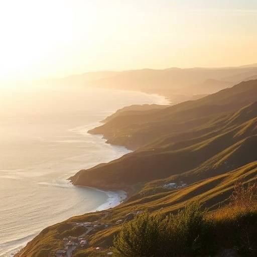 Una vista panor&radic;&deg;mica de la costa del Pa&radic;&ne;s Vasco con monta&radic;&plusmn;as al fondo