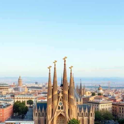Vista panor&radic;&deg;mica de Barcelona con la Sagrada Familia en primer plano
