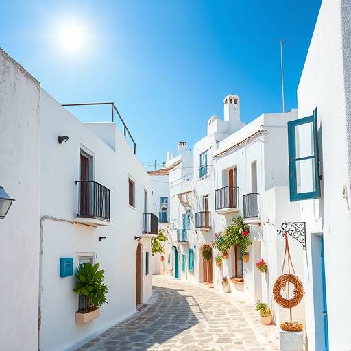 Vista panor&radic;&deg;mica de un pueblo blanco andaluz con casas encaladas y calles estrechas